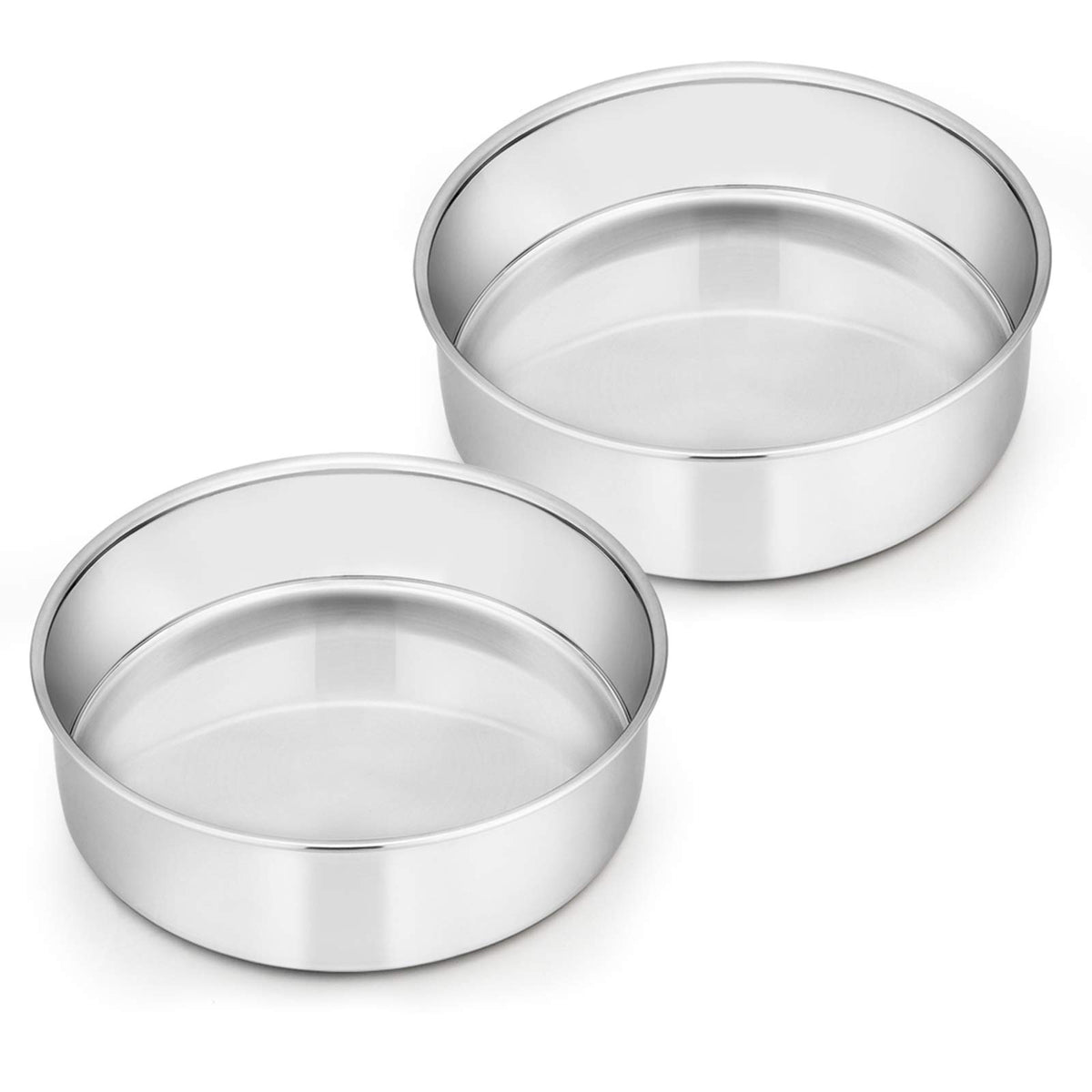 6 Inch Cake Pan Set of 2, E-far Stainless Steel Round Smash Cake Baking Pans, Non-Toxic & Healthy, Mirror Finish & Dishwasher Safe 🍁 All In One Marketplace Canada