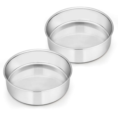 6 Inch Cake Pan Set of 2, E-far Stainless Steel Round Smash Cake Baking Pans, Non-Toxic & Healthy, Mirror Finish & Dishwasher Safe 🍁 All In One Marketplace Canada