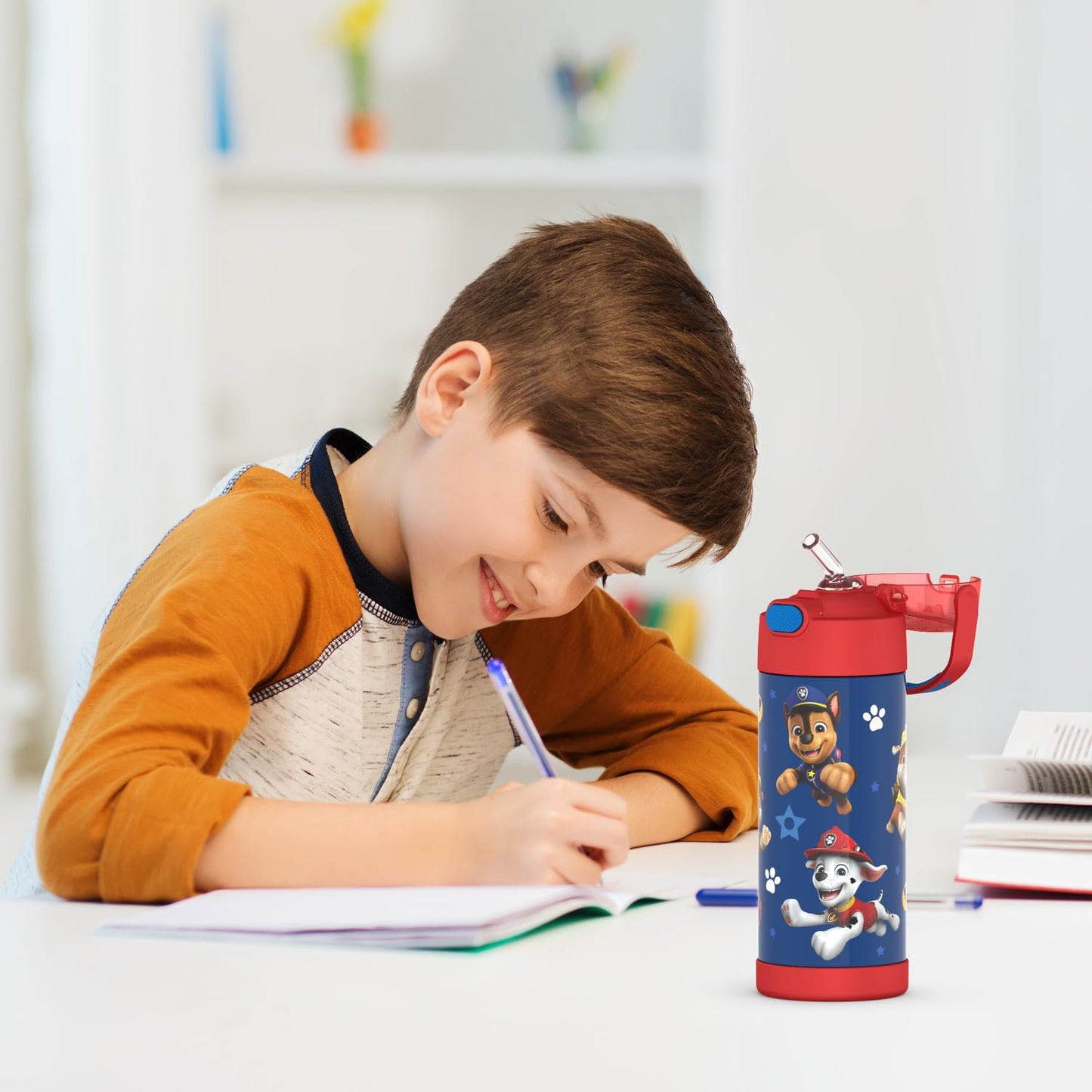 THERMOS FUNTAINER Water Bottle with Straw, 14oz, Paw Patrol Boy