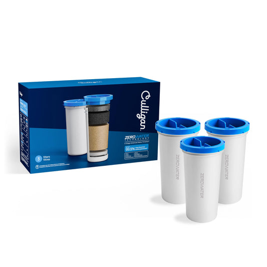 Culligan with ZeroWater Technology Replacement Filter 3-Pack, 5-Stage Advanced Water Filter – IAPMO Certified to Reduce Lead, Total PFAS (Forever Chemicals), Mercury, Fluoride, and Chlorine Culligan