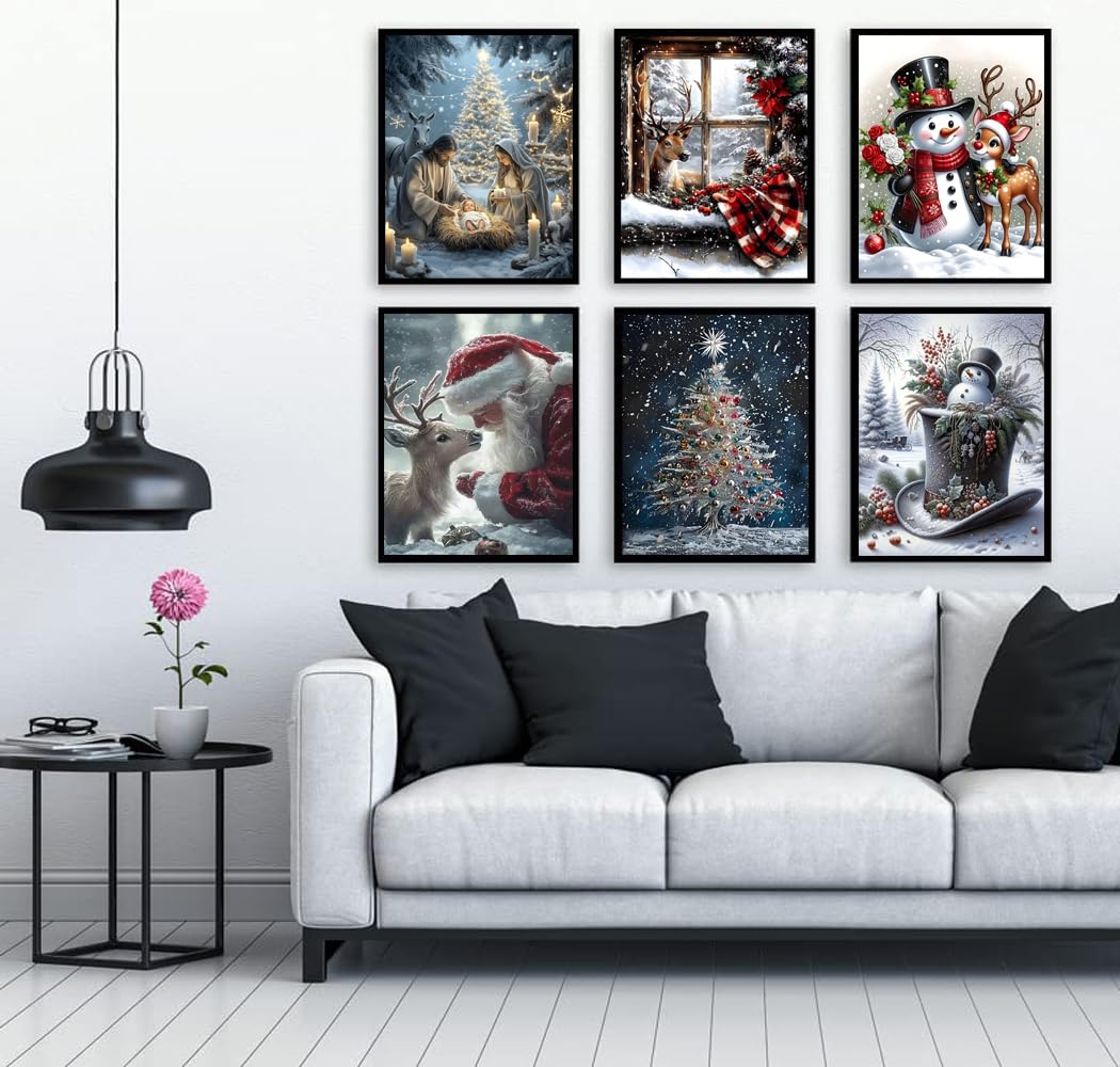 6 Packs Christmas Diamond Art Kits for Adults,5D DIY Winter Diamond Painting Kits for Beginners Full Round Drills,Diamond Dots Arts and Crafts for Holiday Decor 11.8x15.7 inch 🍁 All In One Marketplace Canada