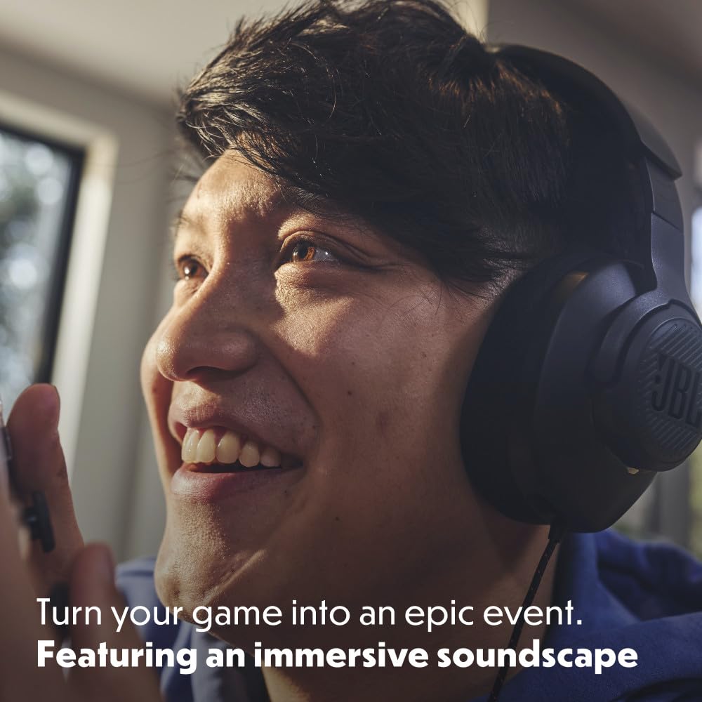 JBL Quantum 100M2 - Wired Over-Ear Gaming Headset with omnidirectional, Detachable mic with Mute Option and Fabric-Covered Memory Foam Ear Cushions, Compatible with All Platforms (Black) - Available at All In One Marketplace Canada