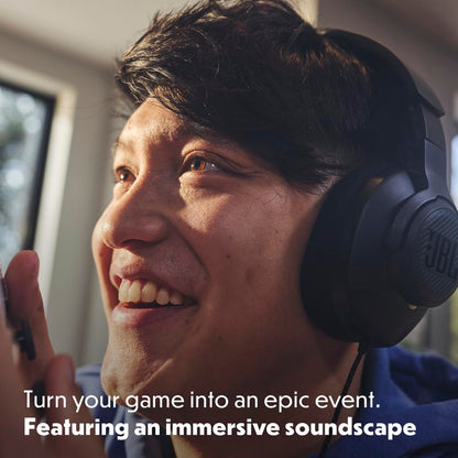 JBL Quantum 100M2 - Wired Over-Ear Gaming Headset with omnidirectional, Detachable mic with Mute Option and Fabric-Covered Memory Foam Ear Cushions, Compatible with All Platforms (Black) - Available at All In One Marketplace Canada