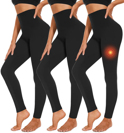 3 Pack Fleece Lined Leggings Women High Waisted Warm Winter Yoga Pants for Women Thermal Running Workout Leggings 🍁 All In One Marketplace Canada