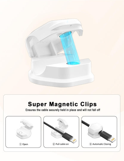 TINGHUI 8 Pack Cord Holder - Cord Organizer - Magnetic Cable Clips - Cord Organizer for Desk, Nightstand, Phone Charger, Computer, Home, Office, Car (White)