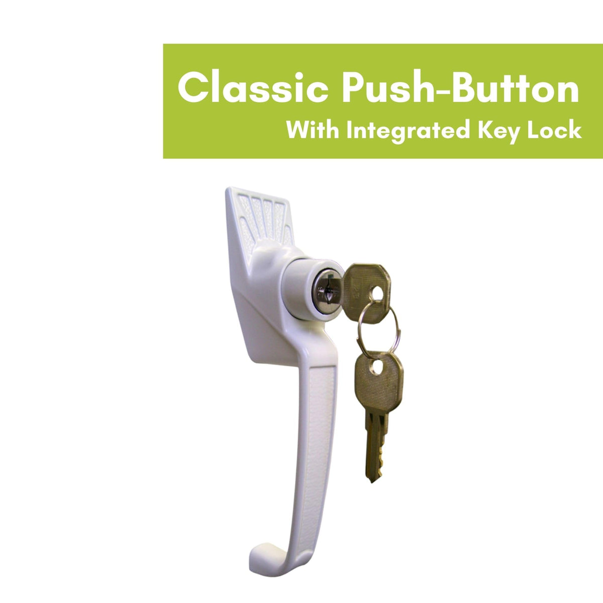 Ideal Security 12W Push Button Storm Door and Screen Door Handle with Key Lock and Storm Door Latch, White