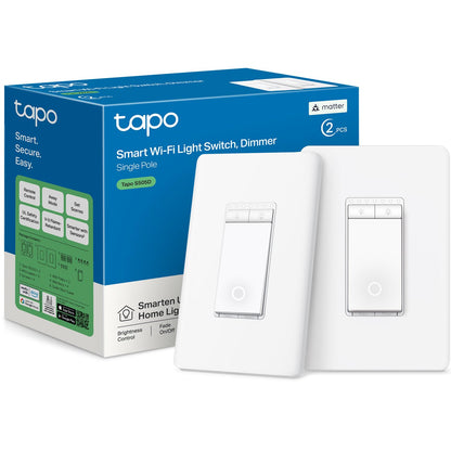 TP-Link Tapo Matter Smart Dimmer Switch: Voice Control w/Siri, Alexa & Google Assistant, UL Certified, Timer & Schedule, Easy Guided Install, Neutral Wire Required, Single Pole, Tapo S505D(2-Pack) Tapo