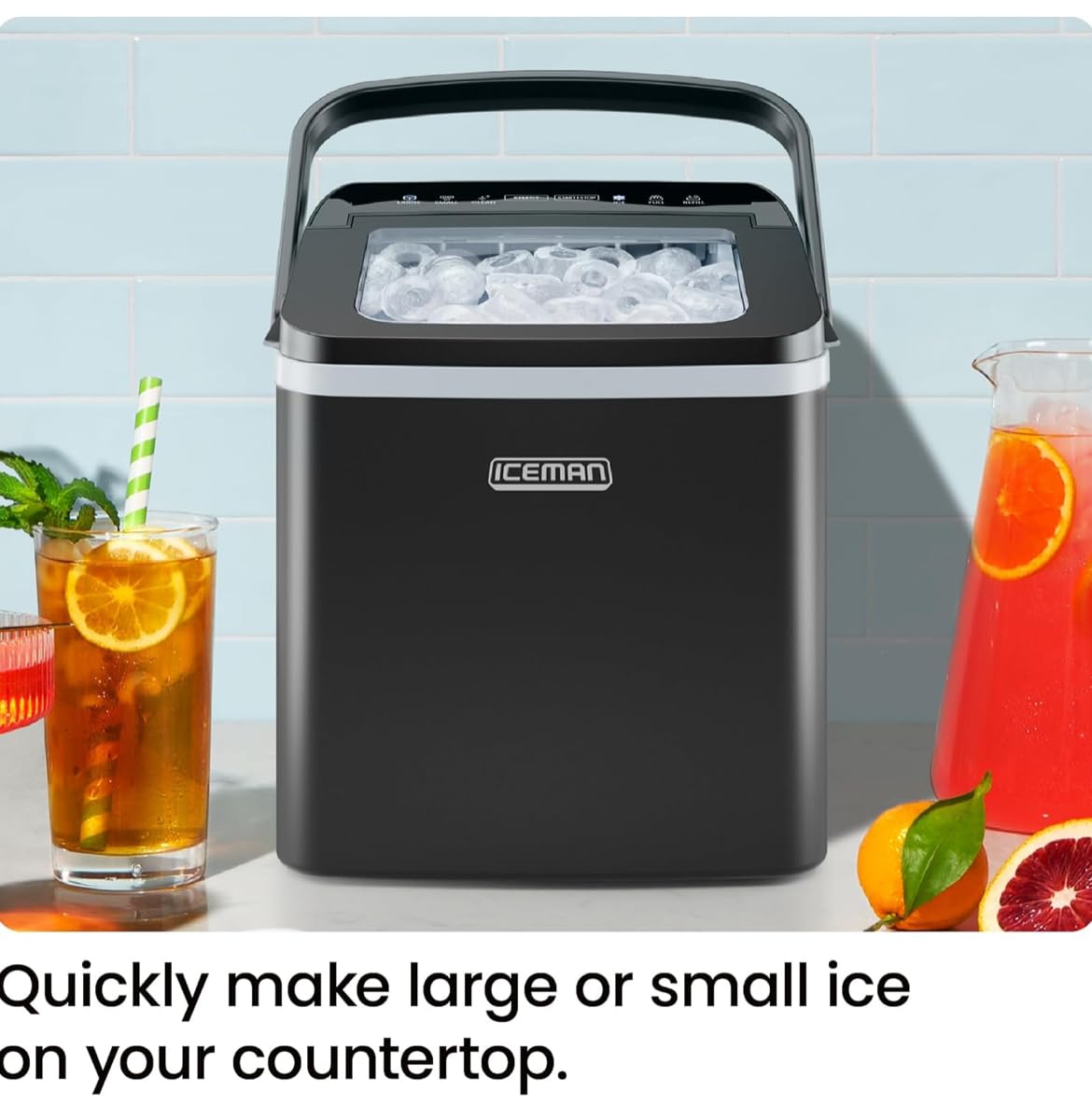 Iceman Dual-Size Ice Maker Countertop - Portable Ice Machine, Large and Small Ice Machine Maker with Self Cleaning, 9 Cubes in 7 Mins, 22lbs/24hrs, for Home, Kitchen, Office, Party, Ice Scoop Included - Available at All In One Marketplace Canada