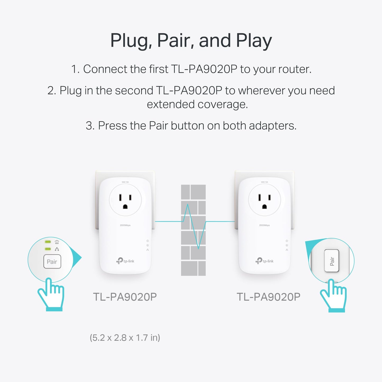 TP-Link AV2000 Powerline Adapter (TL-PA9020P KIT) – 2 Gigabit Ports, Passthrough, Ethernet Over Power, Plug&Play, Noise Filtering, Ideal for Gaming 🍁 All In One Marketplace Canada