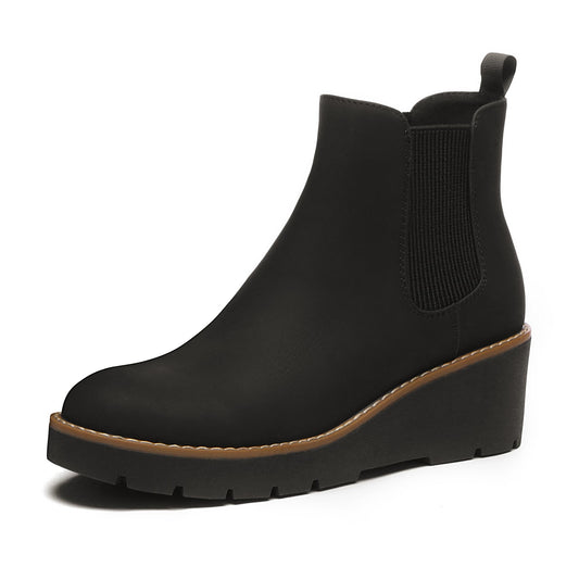 Athlefit Women's Platform Wedge Chelsea Ankle Boots Black Size 8 🍁 All In One Marketplace Canada