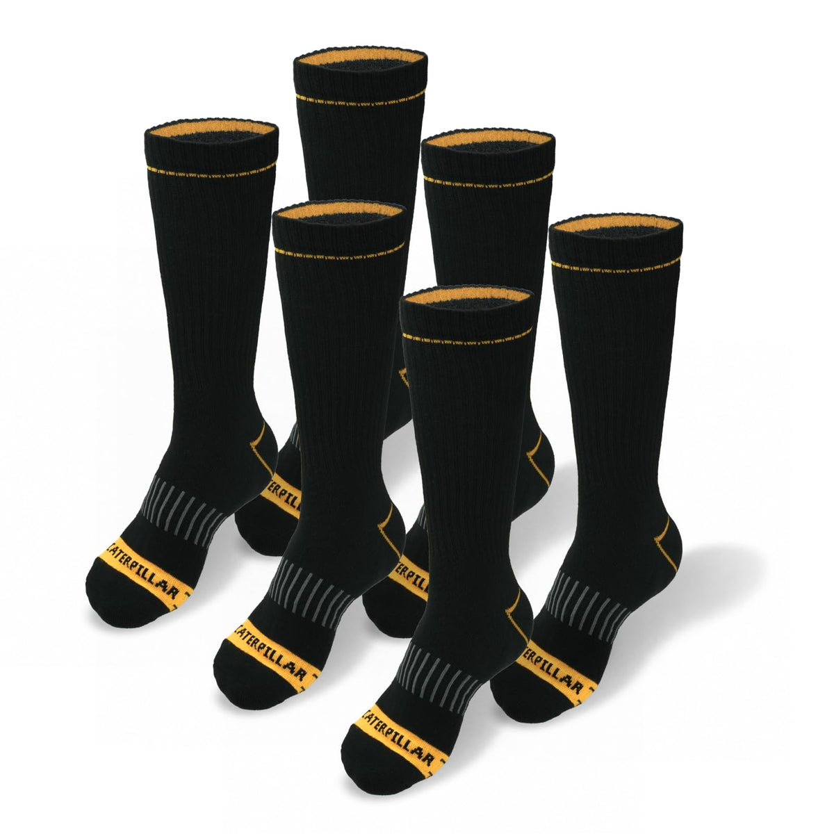 Caterpillar Men's Half Cushioned Crew Socks Pack, Black (6 Pack), X-Large