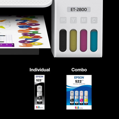 Epson 522 Genuine EcoTank Ink Refill Bottle 4 Color Combo Pack T522120-BCS