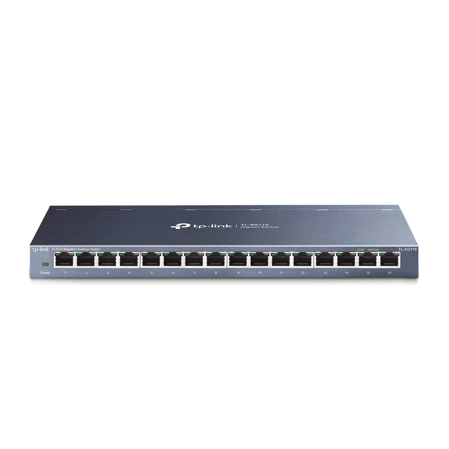 TP-Link 16 Port Gigabit Ethernet Network Switch, Desktop and Wall-Mount, Fanless, Sturdy Metal with Shielded Ports, Traffic Optimization, Unmanaged, Limited Lifetime Protection (TL-SG116) TP-Link