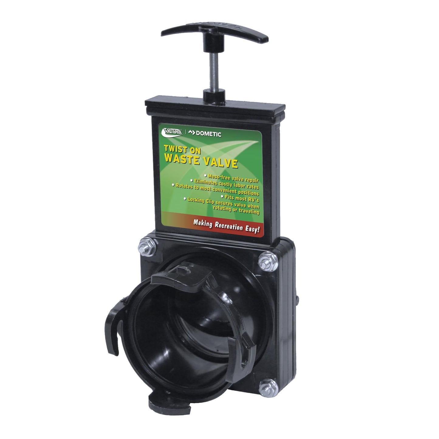 Valterra Twist-On Waste Valve, Mess-Free Waste Valve for RV's, Campers, Trailers Valterra