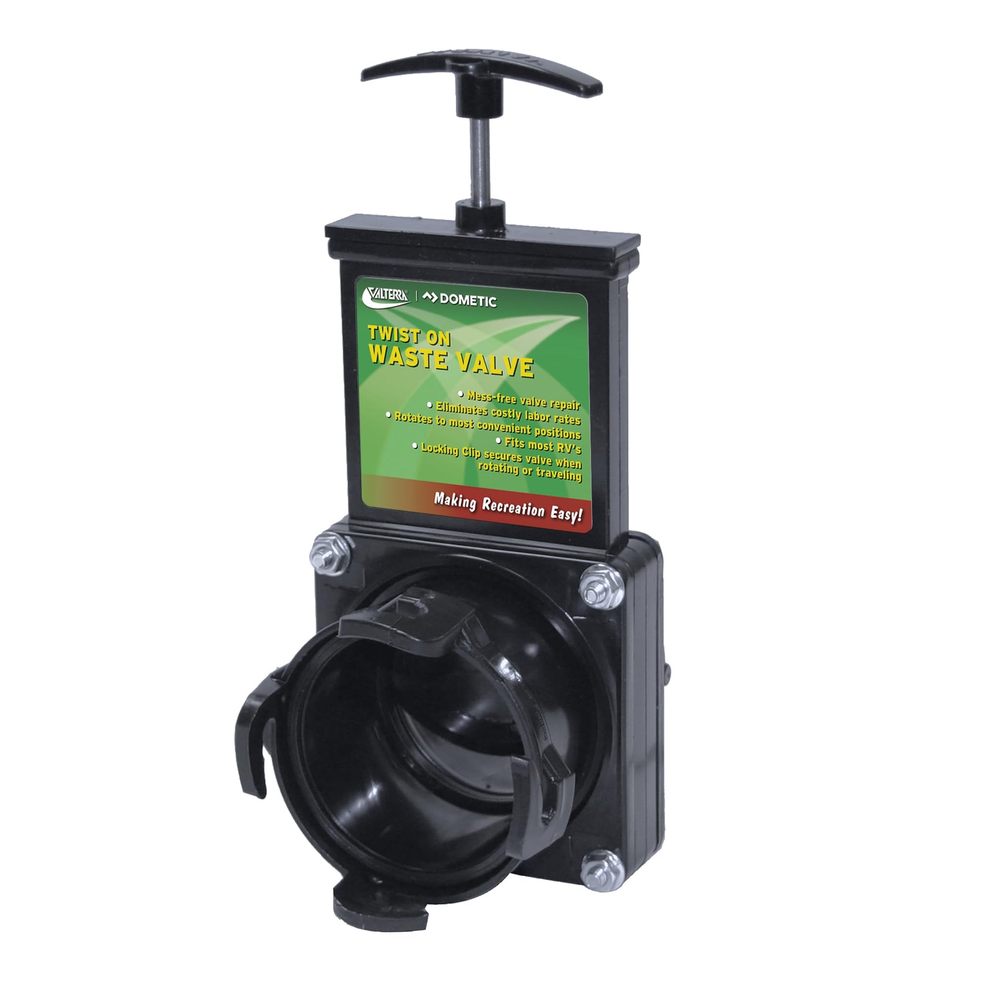 Valterra Twist-On Waste Valve, Mess-Free Waste Valve for RV's, Campers, Trailers Valterra