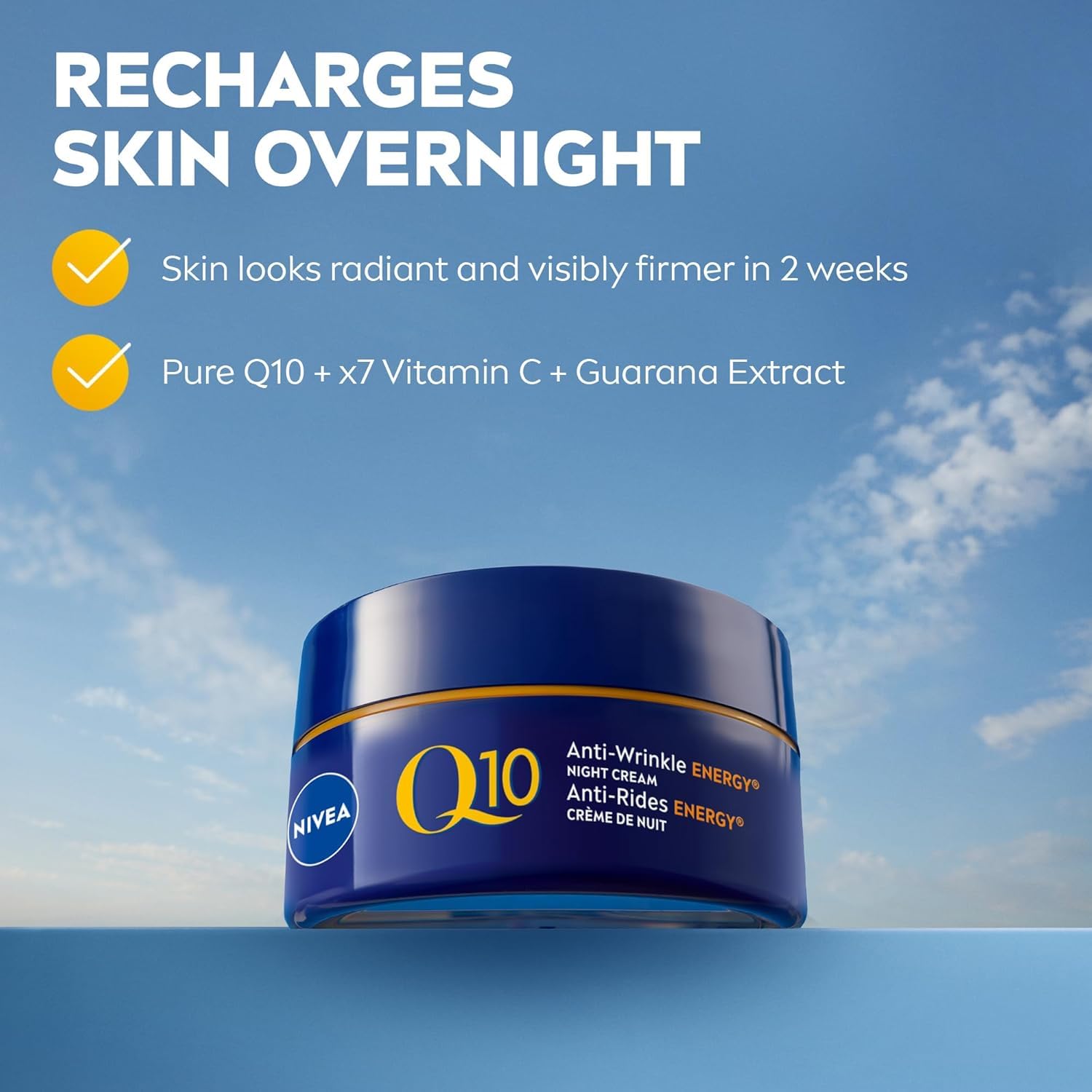 NIVEA Q10 Energy Anti-Wrinkle Night Face Cream, 50ml | Anti wrinkle face moisturizer with Vitamin C and E NIVEA