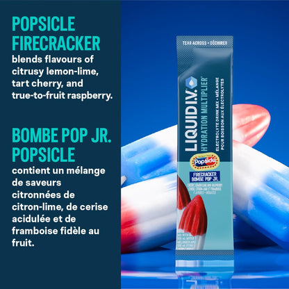 Liquid I.V. Hydration Multiplier Electrolyte Drink Mix - Enhanced Hydration Electrolyte Powder with Vitamins B3, B5, B6, B12 and C -18x On-the-go Sticks for Workout and Travel - Firecracker