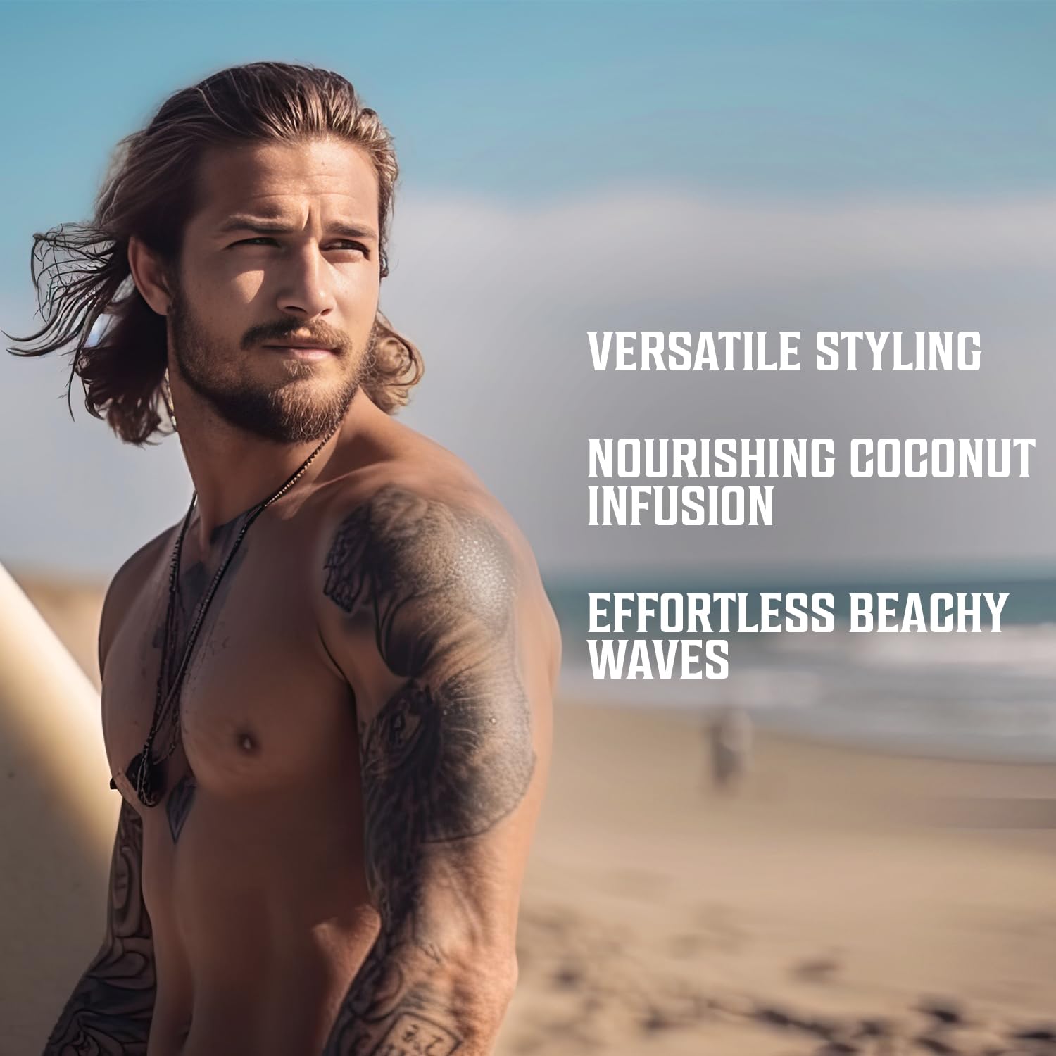 Viking Revolution Sea Salt Hair Spray for Men - Coconut - 260ml - Texturizing With Kelp, Aloe Vera & Red Algae Extract - Adds Volume & Texture for Beach Hair