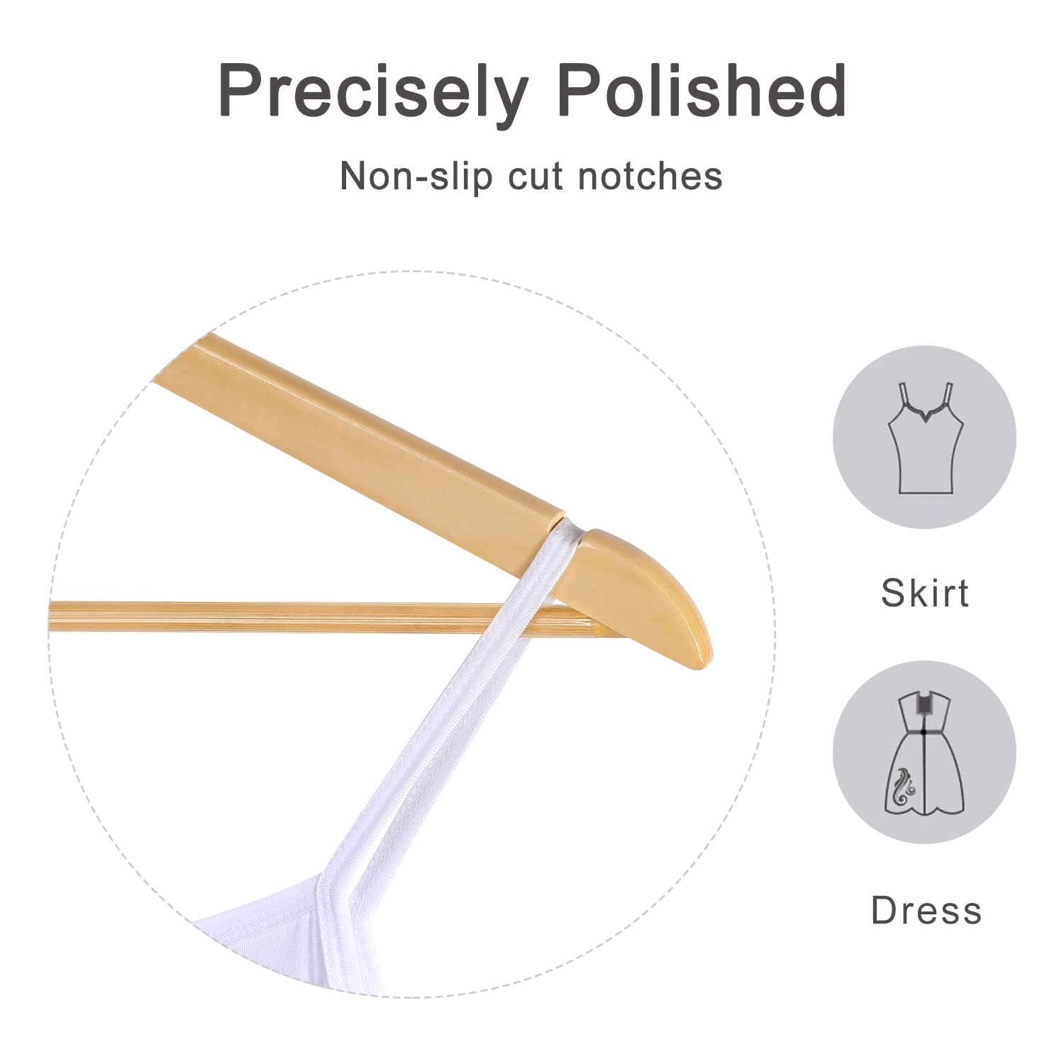 TOPIA HANGER Wooden Hangers (30 Pack), Natural Wooden Coat Hangers with Non Slip Pants Bar, 360°Swivel Hook and Shoulder Notches for Suit, Jacket, Pants, Smooth Finish Clothes Hangers - CT34N30 - Available at All In One Marketplace Canada