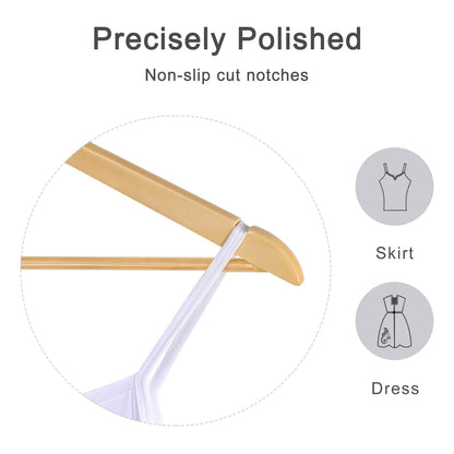 TOPIA HANGER Wooden Hangers (30 Pack), Natural Wooden Coat Hangers with Non Slip Pants Bar, 360°Swivel Hook and Shoulder Notches for Suit, Jacket, Pants, Smooth Finish Clothes Hangers - CT34N30 - Available at All In One Marketplace Canada