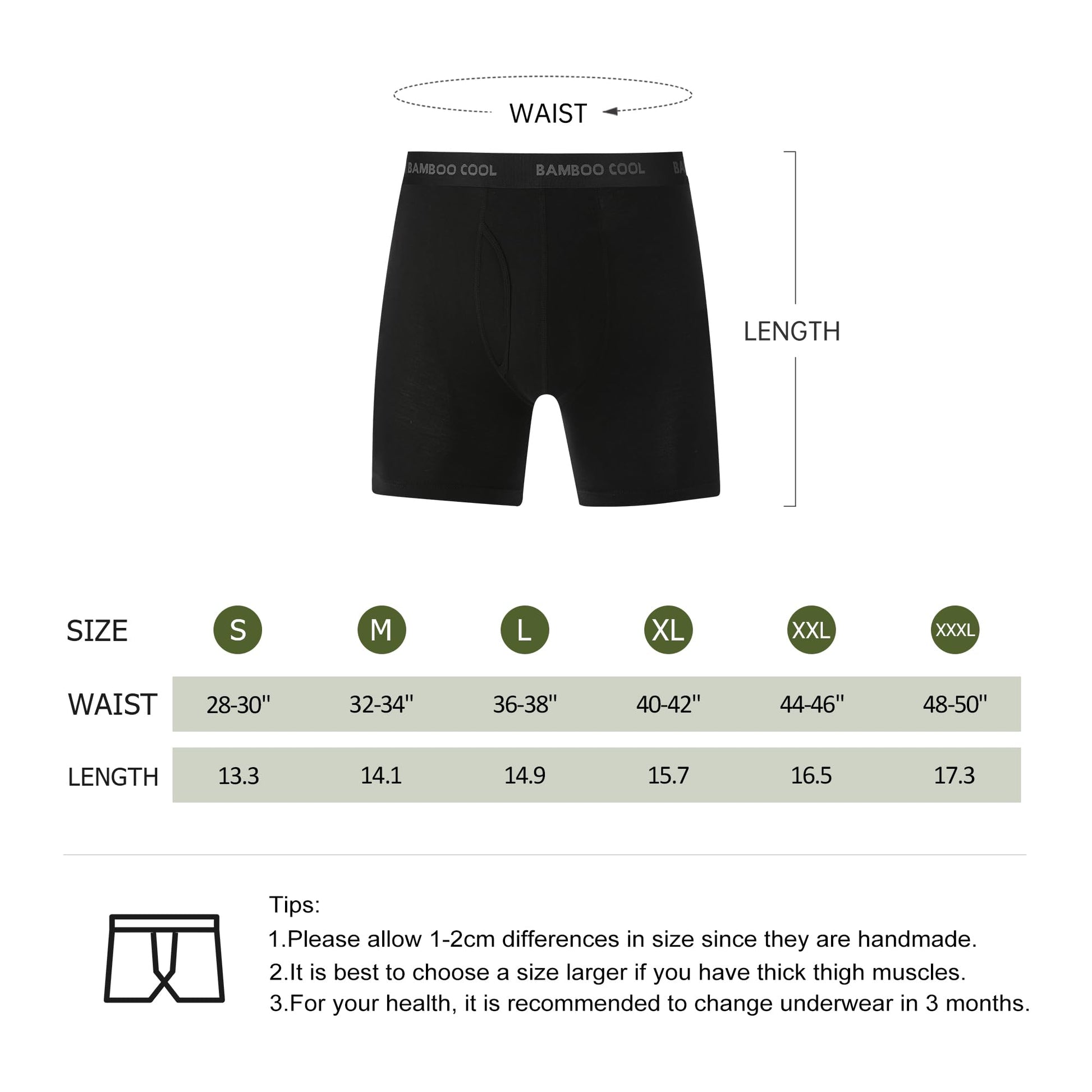 BAMBOO COOL Men’s Underwear Boxer Briefs Soft Comfortable Bamboo Viscose Underwear Trunks (4 Pack)