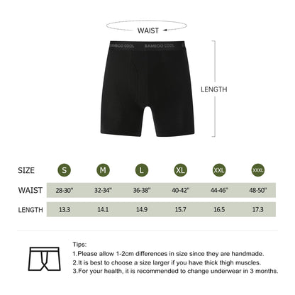 BAMBOO COOL Men’s Underwear Boxer Briefs Soft Comfortable Bamboo Viscose Underwear Trunks (4 Pack)