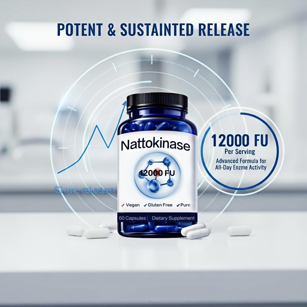 Nattokinase Supplement, 400 mg - 12000 FU, Helps Support Cardiovascular Health 60 Count - Available at All In One Marketplace Canada