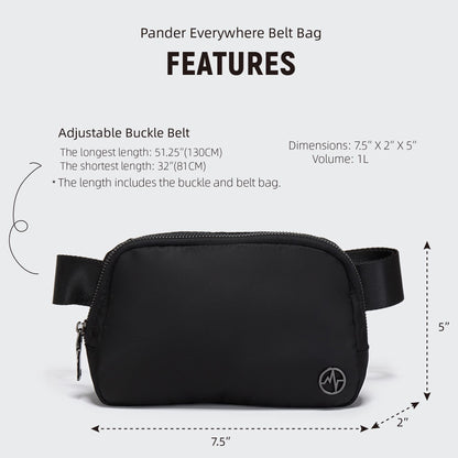 Pander 1L Fanny Pack Everywhere Belt Bag, Bum Bag Crossbody Bags for Women with Adjustable Strap (Black) - Available at All In One Marketplace Canada
