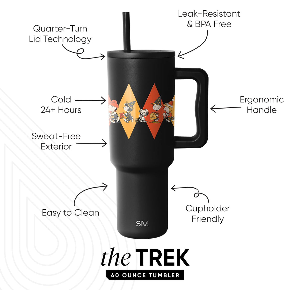 Simple Modern Halloween Tumbler with Handle | 40oz | Peanuts