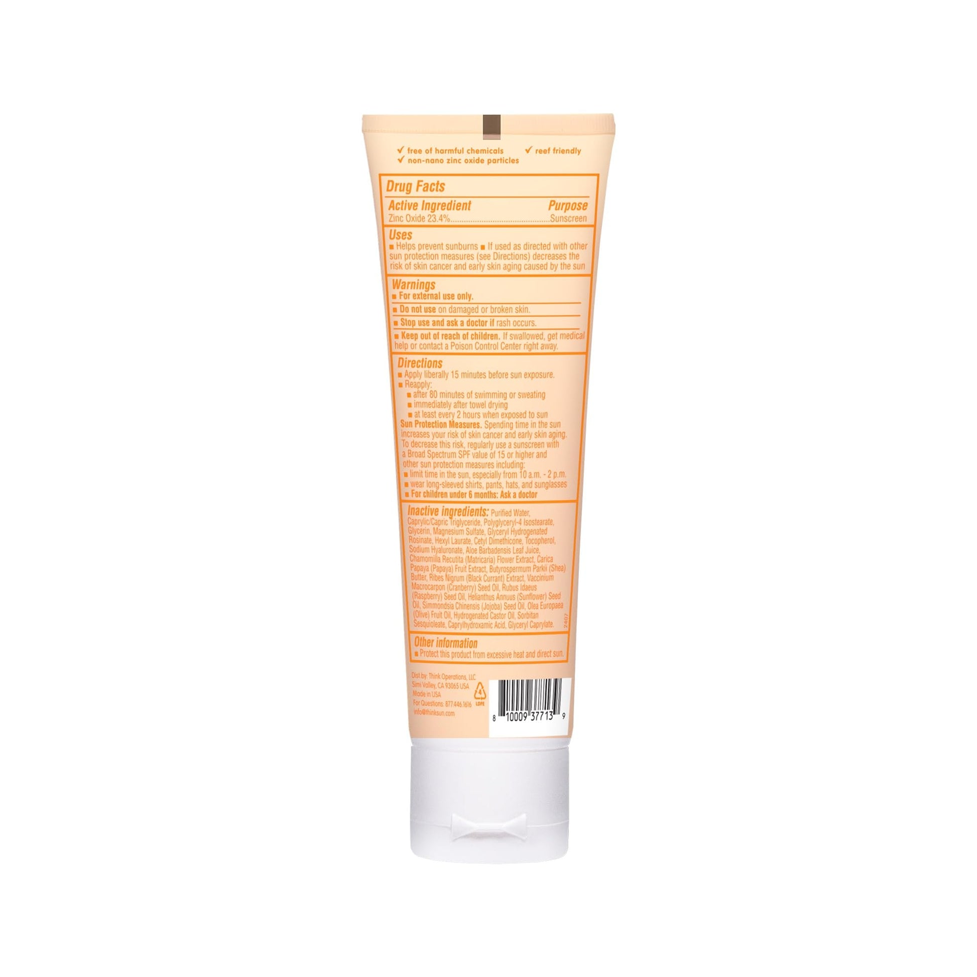 THINK Thinkbaby SPF 50+ Mineral Sunscreen for Sensitive Skin - 3 Fl Oz THINK