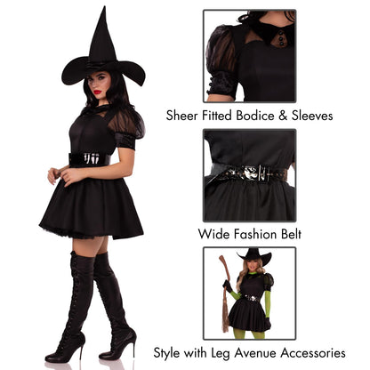 Leg Avenue Women's Plus-Size Bewitching Witch Costume, Black, 3X