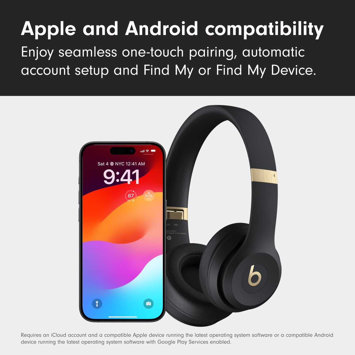Beats Solo 4 - Wireless Bluetooth On-Ear Headphones, Apple & Android Compatible, Up to 50 Hours of Battery Life - Gold & Black 🍁 All In One Marketplace Canada