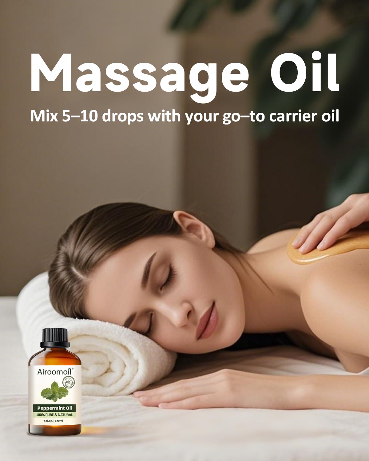 Airoomoil Peppermint Essential Oil 4 fl oz (120 mL) for Diffusers & Aromatherapy, with Glass Dropper, Fresh Minty Scent 🍁 All In One Marketplace Canada