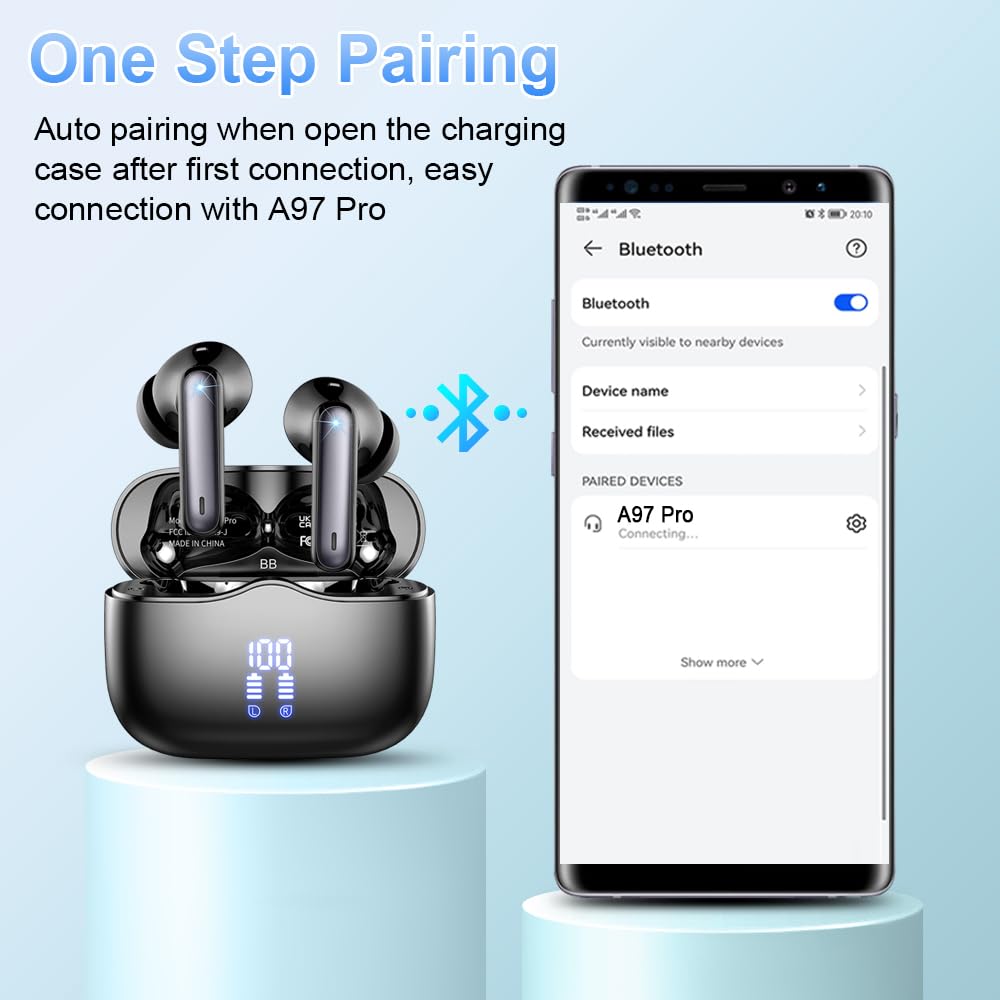 Wireless Earbuds, 2026 New Bluetooth Ear Buds 5.4 Mini HiFi Stereo with 4 ENC Noise Cancelling Mics Wireless Headphones, in Ear Earphones 40H IP7 Waterproof, USB C, Bluetooth Earbuds for Sports, Gym