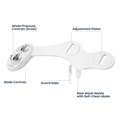 LUXE Bidet NEO 120 - Single Nozzle, Self-Cleaning, Non-Electric Bidet Attachment for Toilet Seat, Adjustable Water Pressure, Rear Wash (White)