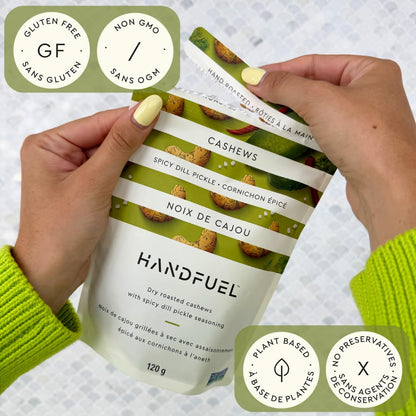 Handfuel Spicy Dill Pickle Cashews, Gluten Free Flavoured Nuts - 40g x 12 🍁 All In One Marketplace Canada