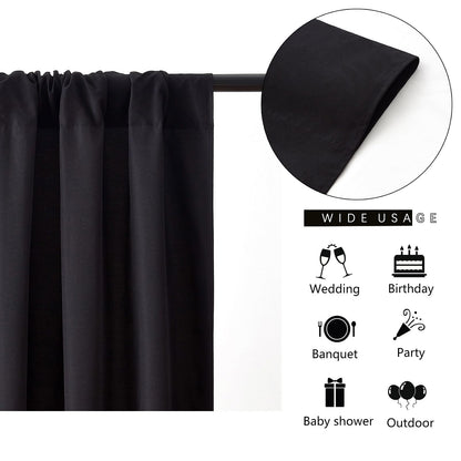 Backdrop Curtains Black Polyester Backdrop for Curtains 2 Packs 5ftx8ft