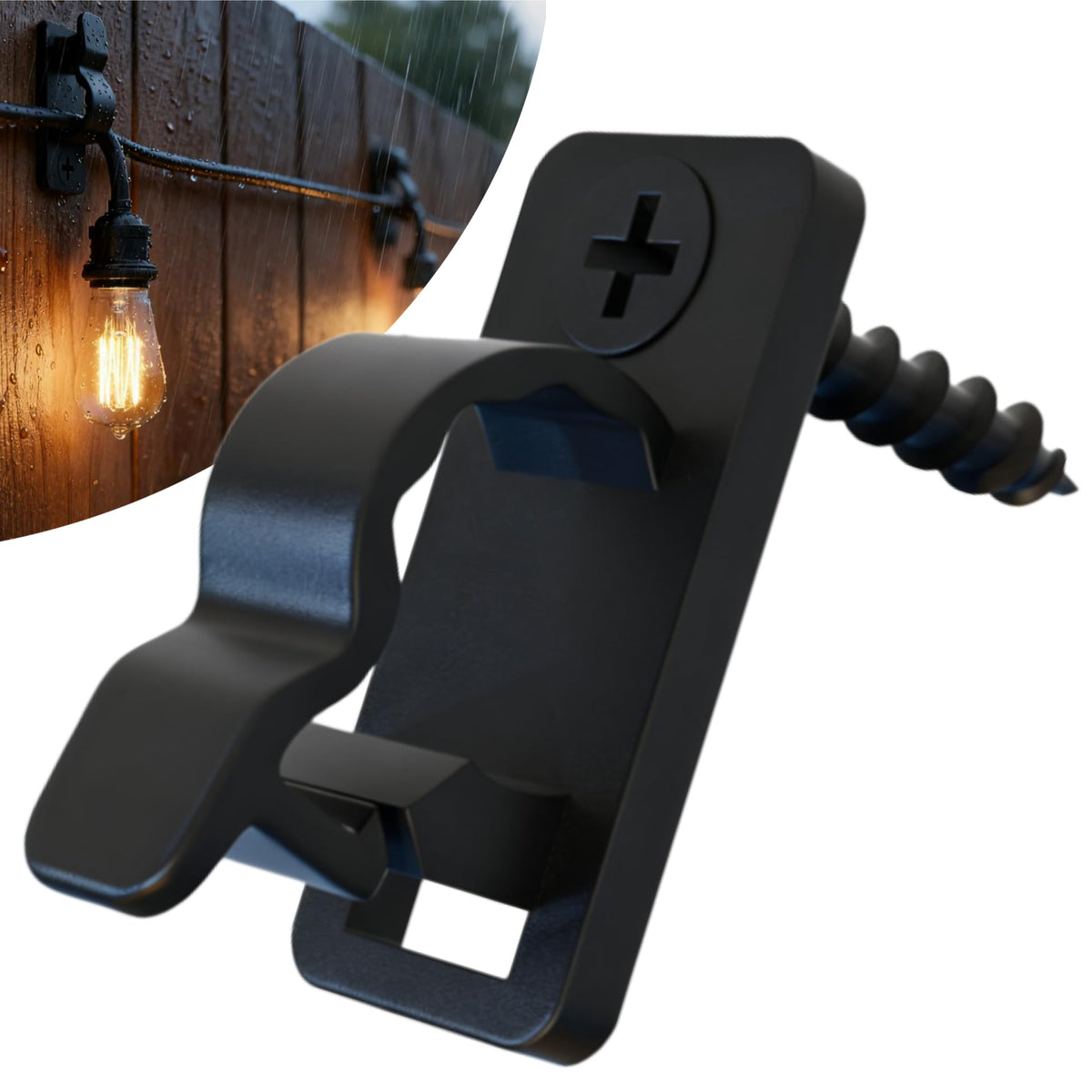 60Pack Black Outdoor String Light Clips Screw-in Hooks,Garden Hooks,Cable Hangers and Clips for Hanging Fairy Lights for Christmas, Festival,Patio, and Fence Decorations 🍁 All In One Marketplace Canada