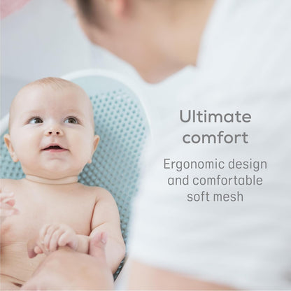 Angelcare Baby Bath Support, Aqua, for babies less than 6 months of age, Made in Canada