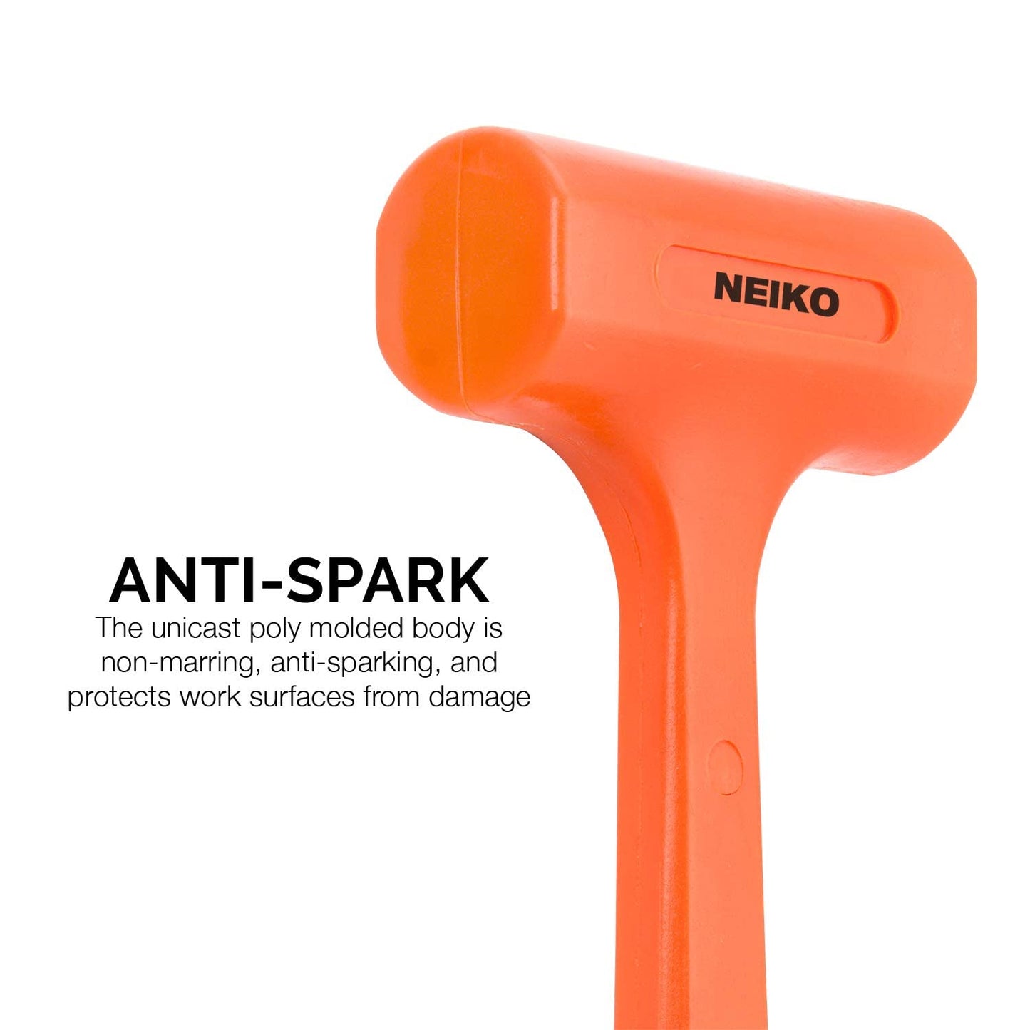 Neiko 02847A Tools Dead Blow Hammer, 2 lb, Neon Orange NEIKO