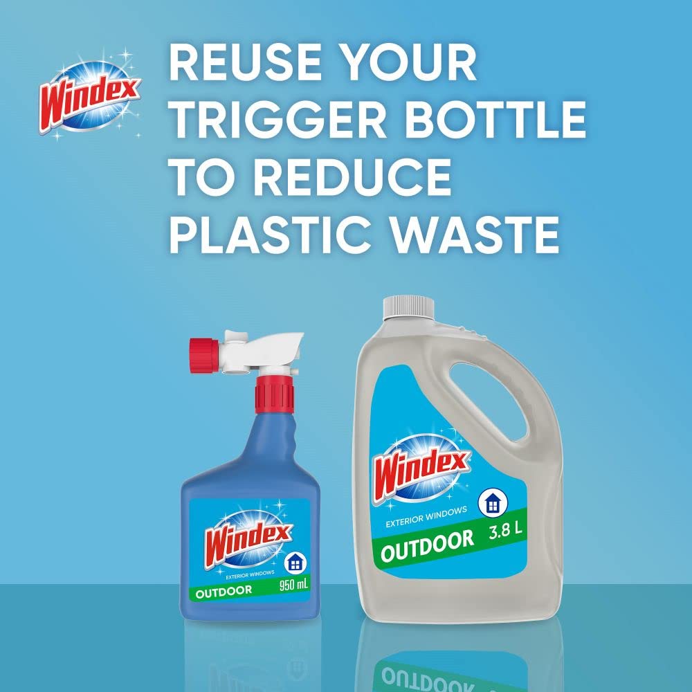 Windex Outdoor Window, Glass, and Patio Cleaner Refill, Streak-Free, Removes Dirt and Grime, Surface Cleaning Shine Spray, 3.8mL Windex