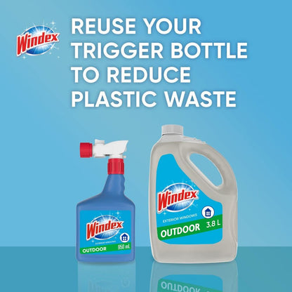 Windex Outdoor Window, Glass, and Patio Cleaner Refill, Streak-Free, Removes Dirt and Grime, Surface Cleaning Shine Spray, 3.8mL Windex