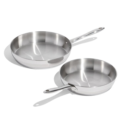 Lagostina Moderna 2 Piece Stainless Steel Pan Set (26cm / 10in and 30cm / 12in), Commercial Capsule Base, Induction Safe Cookware, Dishwasher and Oven Safe up to 400ºF / 204ºF, Silver 🍁 All In One Marketplace Canada Lagostina