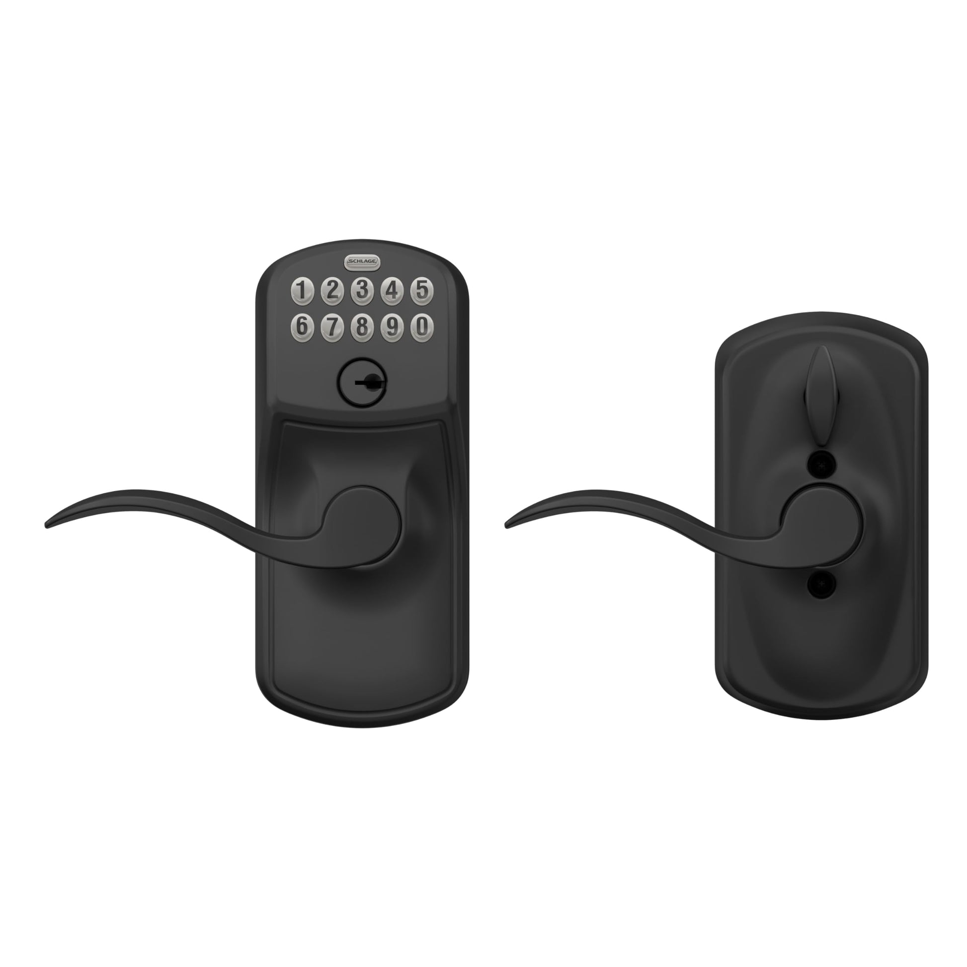 Schlage Electronic Keypad Lock, Lever Handle, Camelot Trim, Matte Black SCHLAGE