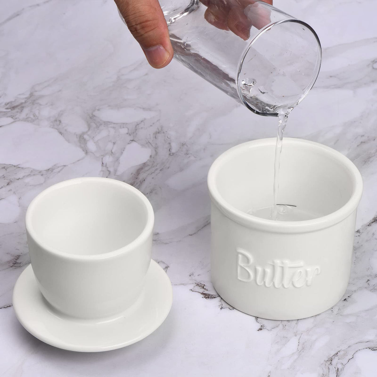 ADIVEE Butter Crock with Spreader, Porcelain French Butter Keeper, White 🍁 All In One Marketplace Canada