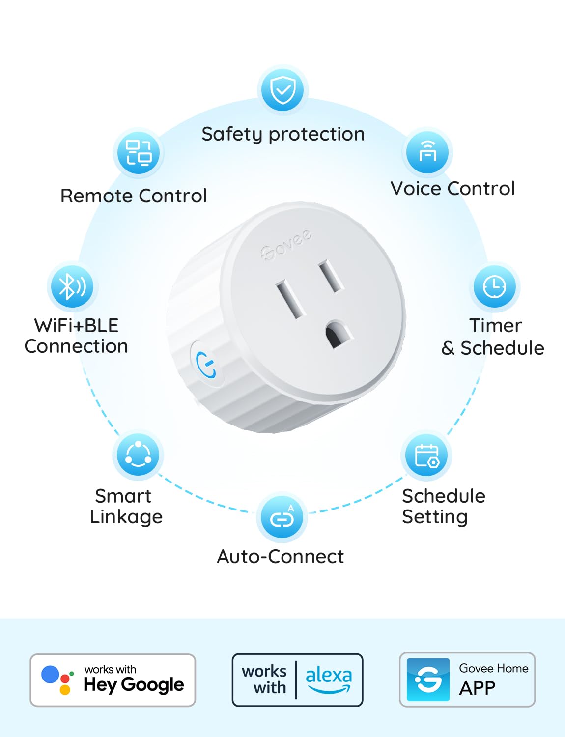 Govee Smart Plug, WiFi Plugs Work with Alexa & Google Assistant, Smart Outlet with Timer & Group Controller, WiFi Outlet for Home, No Hub Required, ETL & FCC Certified, WiFi Bluetooth Connect, 4 Pack
