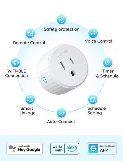 Govee Smart Plug, WiFi Plugs Work with Alexa & Google Assistant, Smart Outlet with Timer & Group Controller, WiFi Outlet for Home, No Hub Required, ETL & FCC Certified, WiFi Bluetooth Connect, 4 Pack