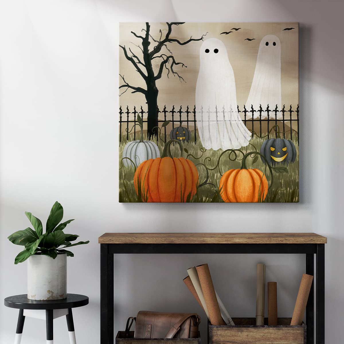 Tableau moderne sur toile Renditions Gallery pour décoration de bureau - Citrouilles d'Halloween - Décoration murale premium sur bois pour salon et cuisine - 40,6 x 40,6 cm LT508