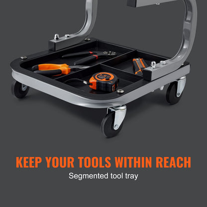VEVOR Rolling Creeper Garage/Shop Seat, 250 LBS Capacity Padded Rolling Workshop Stool with Tool Tray Storage, Mechanic Stool for Garage, Shop, Auto Repair, Black 🍁 All In One Marketplace Canada