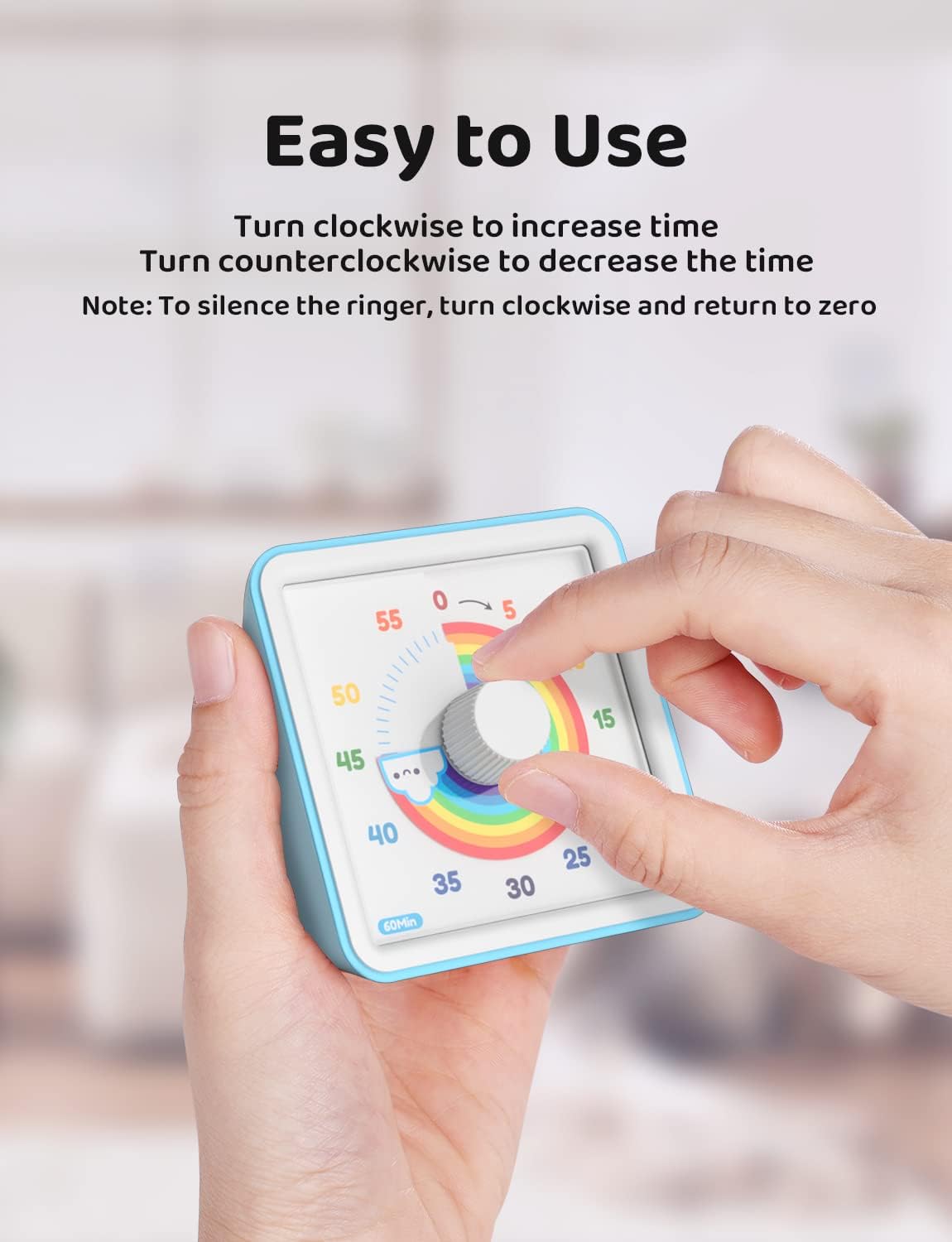LIORQUE Visual Timer 60 Minute Countdown Timer for Kids Autism with Rainbow Pattern Design, Silent Time Management Tool, No Ticking - Available at All In One Marketplace Canada